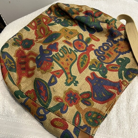 Vintage Burlap Ethnic Animal Crossbody Tote Bag Women’s Colorful Zipped - Picture 8 of 16